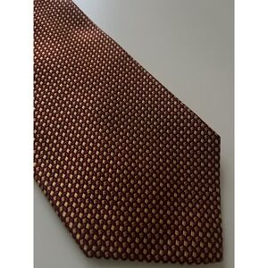 HICKEY FREEMAN Orange Geometric Silk Tie Made USA Woven Italy 59" X 3 3/4"‎